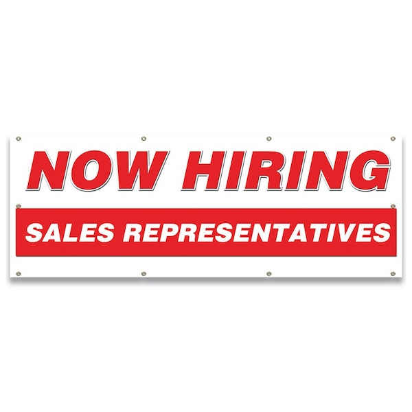 Now Hiring Sales Representatives Banner Apply Inside Accepting Application Single Sided